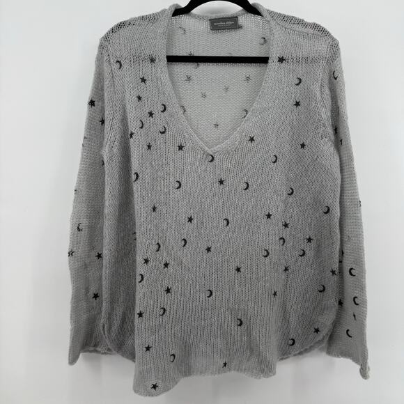 Wooden Ships Moon Stars Sweater VNeck Witchy Whimsigoth Goth Pullover Small/Med - Picture 1 of 11